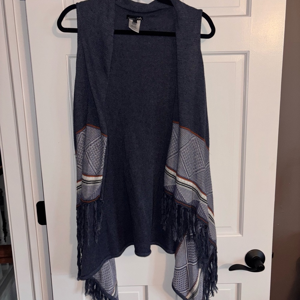 RXB Blue and White Fringe Vest